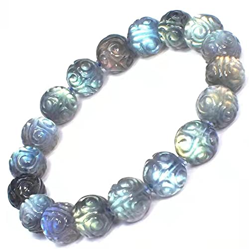 ZCCZJS Natural Labradoritenmondone Kristall runde Perlenarmband 11 mm Regenbogen Licht von ZCCZJS