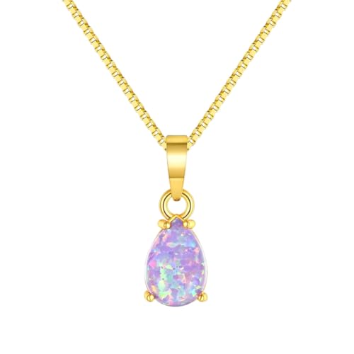 ZCCZJS Neu 2026 Ankunft Unisex Luxus mehrfarbiger Feuer Opal Wassertropfen Edelstein Dangle Anhänger für Frauen Gold plattiert Charme Schmuck (mit Halskette) Dekoration mit Ihrem Accessoires Trendy von ZCCZJS