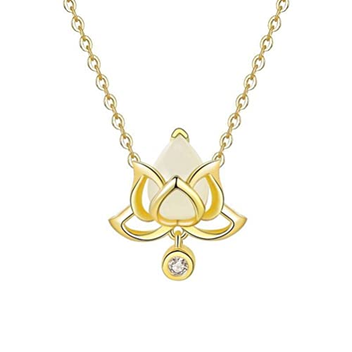 ZCCZJS Palaststil S925 Halskette All-Match Nephrite weißer Jade-Anhänger für Frauen weißer Kollarbone Kette Chinesischer Juwel von ZCCZJS