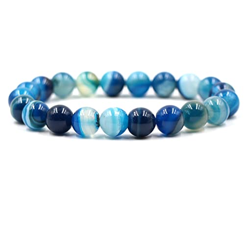 ZCCZJS Perlenarmbänder, 10 -mm -Achat -Stein -Armband Elastikarmband für Frauen 20 cm von ZCCZJS