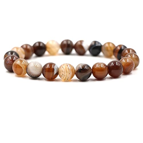 ZCCZJS Perlenarmbänder, 10 -mm -Achat -Stein -Armband Elastikarmband für Frauen 20 cm von ZCCZJS
