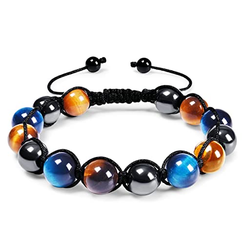 ZCCZJS Perlenarmband, 8mm Kristall -Achat -Quadrathämatitarmband Elastizitätsbänder Armbänder für Männer 21,5 cm von ZCCZJS