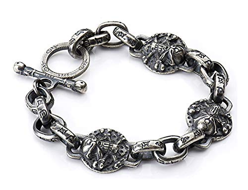 ZCCZJS Pirat-Schädelarmband in Sterlingsilber, Hip-Hop Domineering Retro Punk Bracelets Männer und Frauen Paar Punk High-End Lucky Gift Souvenir Schmuck. von ZCCZJS