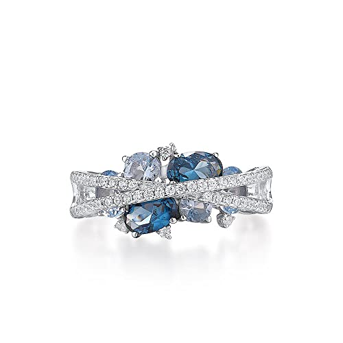 ZCCZJS Ringe für Frauen echte schimmernde blaue Spinell Kubikzirkonia Feiner Schmuck ZCCZJS Ringe für Frauen echte schimmernde blaue Spinell Kubikzirkonia Feiner Schmuck von ZCCZJS