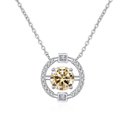 ZCCZJS S 1CT Moissanit Halskette Frauen runde Anhänger Schlüsselbeinkette Valentinstag Geschenk von ZCCZJS
