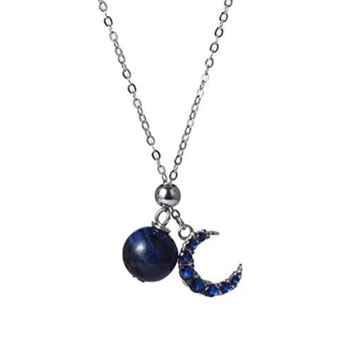 ZCCZJS S925 Blue Moon Halskette Einfache und einfache Schlüsselbeutelkette Frauen eingelegtes Zirkon Halskette von ZCCZJS