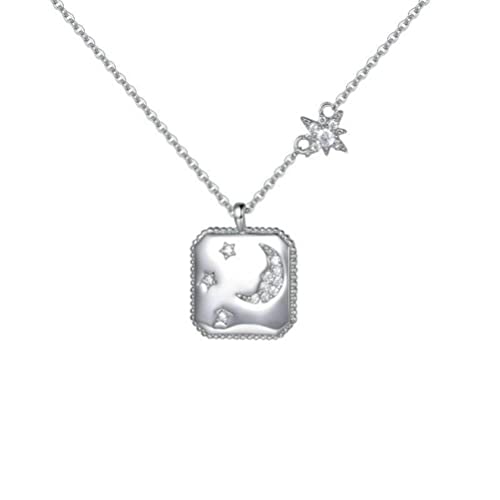 ZCCZJS S925 Halskettenstil Star Moon Schlüsselbeutel Kette Frauen einfache japanische und koreanische Zirkon Halskette Frauen von ZCCZJS