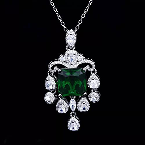 ZCCZJS S925 Silber Emerald Halskette für Frauen Diamond Square Wassertropfen Anhänger Schmuck Schmuck ZCCZJS S925 Silber Emerald Halskette für Frauen Diamond Square Wassertropfen Anhänger Schmuck Schmuck von ZCCZJS