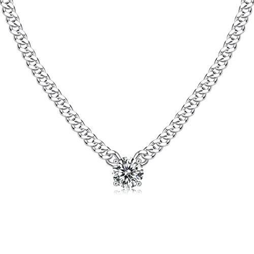 ZCCZJS S925 Silber Moissanit Halskette Frauen Männer D Farbe 1CT Moissanit Halskette von ZCCZJS