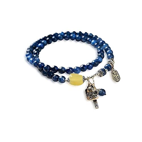 ZCCZJS S925 Silber Natural Kyanit Zwei Kreise Armband Ping Eine glückliche Katze Natures Bienenwachs Kristallperlenarmband ZCCZJS S925 Silber Natural Kyanit Zwei Kreise Armband Ping Eine glückliche Katze Natures Bienenwachs Kristallperlenarmband von ZCCZJS