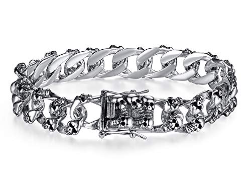 ZCCZJS S925 Sterling Silberschädel Armband, Punk Armbänder Mode dominante Männer und Frauen Paar Kette Silber Punk Souvenir Geschenk von ZCCZJS