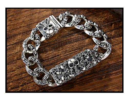 ZCCZJS S925 Sterling Silberschädel Armband, Punk Armbänder Mode dominante Männer und Frauen Paar Kette Silber Punk Souvenir Geschenk von ZCCZJS
