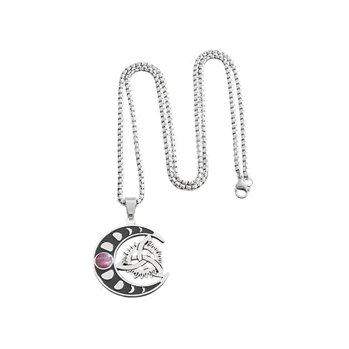 ZCCZJS Schmuck Neue 2025 Ankunft Edelstahl Celtic Trinity Knot Edelstein Stein Stein Anhänger Hexerei Witch Knoten Mond Halskette Frauen Amulett Schmuck Geschenk für Sie Accessoires Trendy Creative ZCCZJS Schmuck Neue 2025 Ankunft Edelstahl Celtic Trinity Knot Edelstein Stein Stein Anhänger Hexerei Witch Knoten Mond Halskette Frauen Amulett Schmuck Geschenk für Sie Accessoires Trendy Creative von ZCCZJS