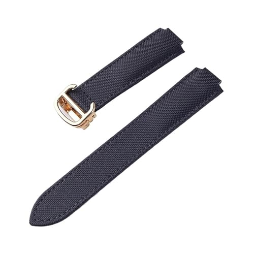 ZCCZJS Schwarzer Ritter Nylongurt konvexe Schnittstelle Klappschnalle Herren- und Frauen Ersatzkompatibel mit blauer Ballon Uhr 20x12 Größe (Black Grey Line, 18x11mm) von ZCCZJS