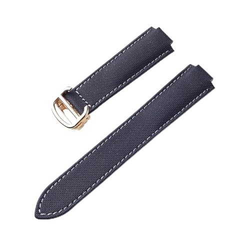 ZCCZJS Schwarzer Ritter Nylongurt konvexe Schnittstelle Klappschnalle Herren- und Frauen Ersatzkompatibel mit blauer Ballon Uhr 20x12 Größe (Black Grey Line, 18x11mm) von ZCCZJS