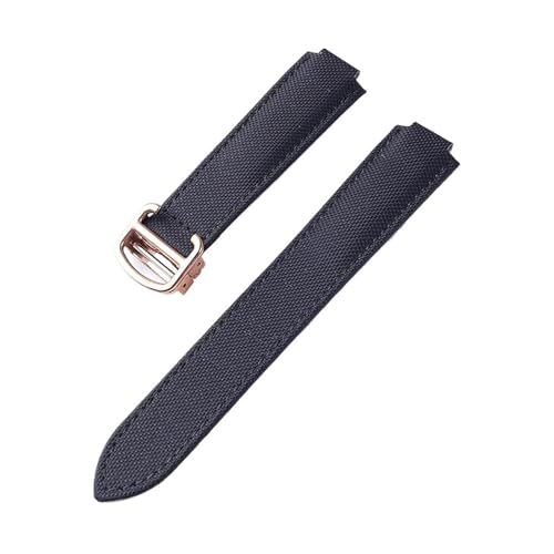 ZCCZJS Schwarzer Ritter Nylongurt konvexe Schnittstelle Klappschnalle Herren- und Frauen Ersatzkompatibel mit blauer Ballon Uhr 20x12 Größe (Black Grey Line, 18x11mm) von ZCCZJS