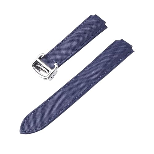 ZCCZJS Schwarzer Ritter Nylongurt konvexe Schnittstelle Klappschnalle Herren- und Frauen Ersatzkompatibel mit blauer Ballon Uhr 20x12 Größe (Black Grey Line, 18x11mm) von ZCCZJS