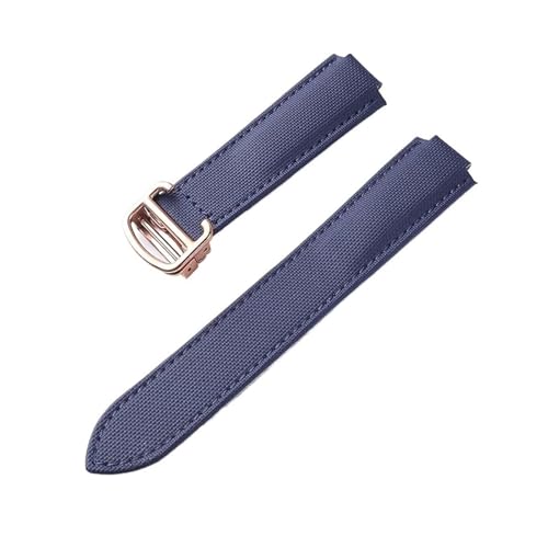 ZCCZJS Schwarzer Ritter Nylongurt konvexe Schnittstelle Klappschnalle Herren- und Frauen Ersatzkompatibel mit blauer Ballon Uhr 20x12 Größe (Black Grey Line, 18x11mm) von ZCCZJS
