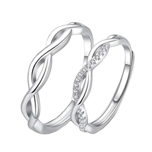 ZCCZJS Seine Hulspaare Ring Set S925 Silber Verstellbares Jubiläum Versprechen Hochzeits Twist Ring Engagement Finger Bands endlose Liebe passende Geschenke für Frauen Männer von ZCCZJS