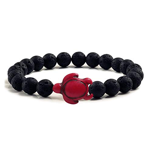 ZCCZJS Sommer Beach Sea Turtle Perlen Armband für Männer Schwarz Lava Naturalstein Armband Elastizbänder ZCCZJS Sommer Beach Sea Turtle Perlen Armband für Männer Schwarz Lava Naturalstein Armband Elastizbänder von ZCCZJS