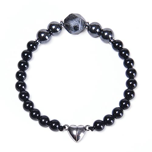 ZCCZJS Steinperlenarmband, 6 mm Steinhart Magnetarmband Armband Armbänder für Männer 21,5 cm von ZCCZJS