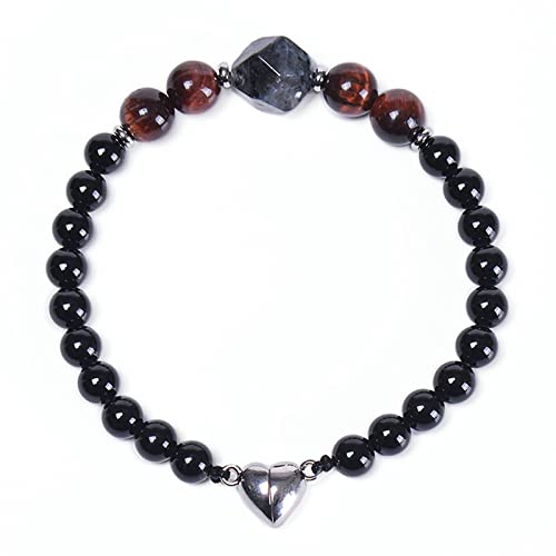 ZCCZJS Steinperlenarmband, 6 mm Steinhart Magnetarmband Armband Armbänder für Männer 21,5 cm von ZCCZJS