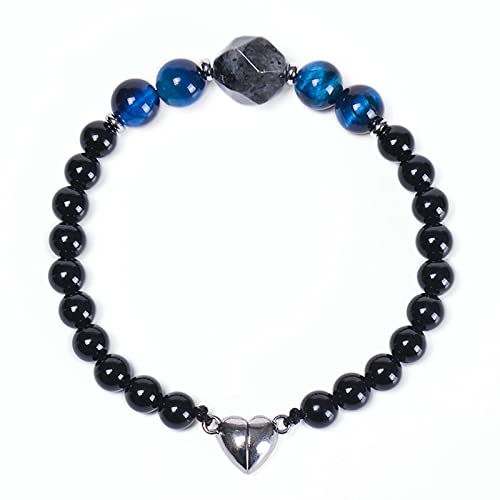 ZCCZJS Steinperlenarmband, 6 mm Steinhart Magnetarmband Armband Armbänder für Männer 21,5 cm von ZCCZJS