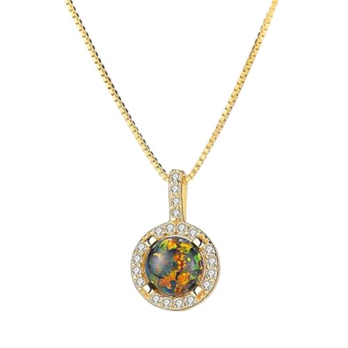 ZCCZJS Sterling Silber 925 Runde Opal -Anhänger Halskette für Frauen Silberkette Anhänger funkelnde Halsketten Schmuckgeschenke ZCCZJS Sterling Silber 925 Runde Opal -Anhänger Halskette für Frauen Silberkette Anhänger funkelnde Halsketten Schmuckgeschenke von ZCCZJS