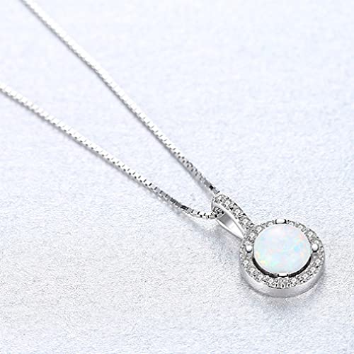 ZCCZJS Sterling Silber 925 Runde Opal -Anhänger Halskette für Frauen Silberkette Anhänger funkelnde Halsketten Schmuckgeschenke ZCCZJS Sterling Silber 925 Runde Opal -Anhänger Halskette für Frauen Silberkette Anhänger funkelnde Halsketten Schmuckgeschenke von ZCCZJS