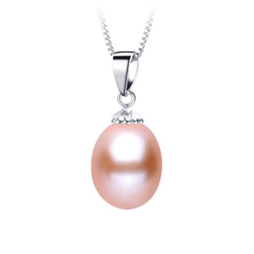 ZCCZJS Süßwasserperlenanhänger 8-9mm 925 Halskette für Frauen kleiner Größe natürlicher Perlenschmuck von ZCCZJS