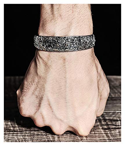 ZCCZJS Vintage Beast 925 Sterling Silber Handöffnung verstellbare Männer und Frauen Armbänder, dominierende Persönlichkeit Hipster geben Freund Dad ein Geschenk -Souvenir. von ZCCZJS