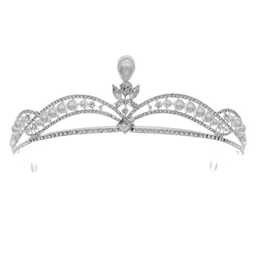 ZCHNB 135 * 4CM Barocke Perle Kristall Braut Krone Für Hochzeit Tiara Prinzessin Königin Krone Strass Braut Stirnband von ZCHNB