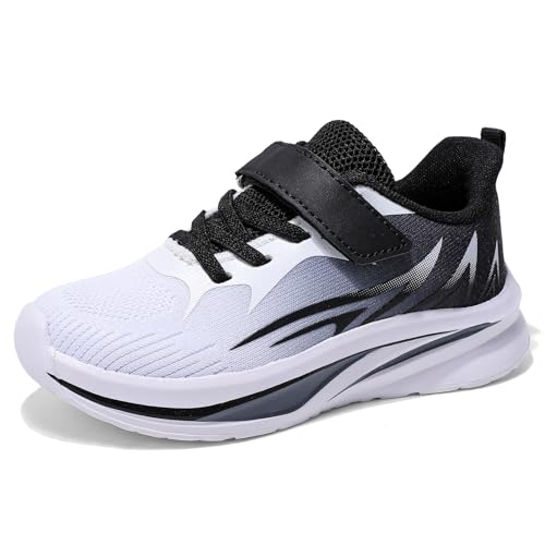 ZCIBN Sportschuhe Kinder Turnschuhe Für Jungen Hallenschuhe Atmungsaktiv Sneaker Outdoor Schuhe Laufschuhe Kinderschuhe Schwarz Grau 37EU von ZCIBN