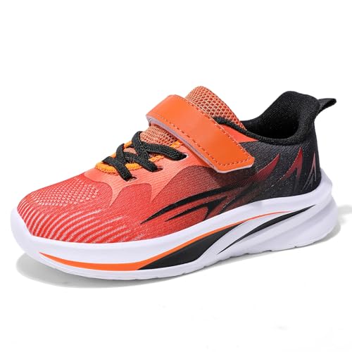 ZCIBN Sportschuhe Kinder Turnschuhe Für Jungen Hallenschuhe Atmungsaktiv Sneaker Outdoor Schuhe Laufschuhe Kinderschuhe Schwarz Orange 37EU von ZCIBN
