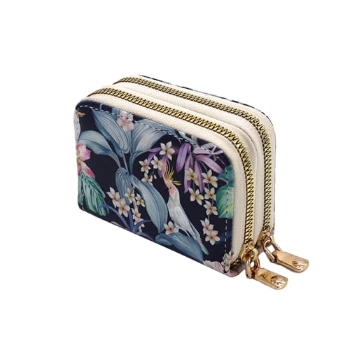 Geldbörse Damen Klein Leder Kleines Portemonnaie Damen Mini Geldbeutel Mit Zipper Münzfach Kartenfächer Doppelreißverschluss, Kann Karten und Münzen Halten (Blue) von ZCLYHT