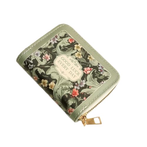 Vintage Öl Gemälde Kartentasche Kleine Premium Blumen Kartensatz 18 Karten + 2 Funktionen Multi-Karten-Bit süße kleine Taschentasche Frau Taschentasche Frau Kartensatz Karte Klemme Tasche (Green) von ZCLYHT