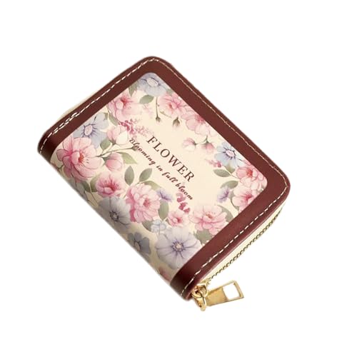 Vintage Öl Gemälde Kartentasche Kleine Premium Blumen Kartensatz 18 Karten + 2 Funktionen Multi-Karten-Bit süße kleine Taschentasche Frau Taschentasche Frau Kartensatz Karte Klemme Tasche (Red) von ZCLYHT