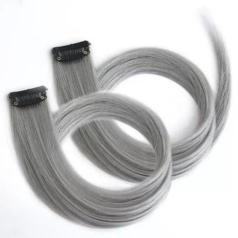 ZCSLD 50 cm, 2 Stück, Bleistiftgrau/Aoki-Grau, farbige Haarteile für Frauen, farbige Haarteile für Frauen, zum Anklipsen, für Reisen, Partys, Karneval ZCSLD 50 cm, 2 Stück, Bleistiftgrau/Aoki-Grau, farbige Haarteile für Frauen, farbige Haarteile für Frauen, zum Anklipsen, für Reisen, Partys, Karneval von ZCSLD