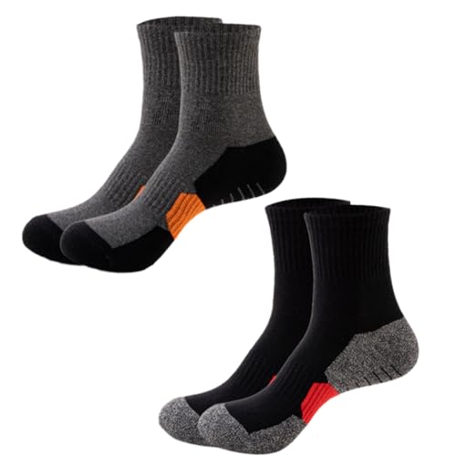 ZCSOWE 2 Paar Mittelhohe Sportsocken für Damen und Herren Laufsocken Funktionssocken Wander- und Stoßabfedernde Socken Sportsocken Laufsocken Funktionssocken Wandersocken Stoßabfedernd von ZCSOWE