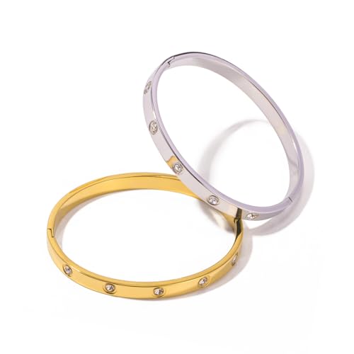 ZCSOWE 2Pcs 6cm Tennisarmband Damen Zirkonia Armreif -Schmuck Geschenk Silber Gold für Mama Freund Tochter von ZCSOWE
