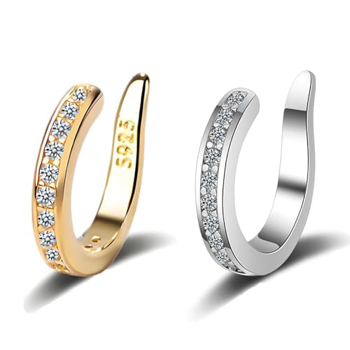 Fixura Ohrclips, Zafiller Ohrclip Non Piercing Ohren Korrektor Clips Dünn Chunky Ohren Manschetten Ohrringe Verstellbar Funkelnde Zirkonia Huggie Fake Ohrringe für Frauen Männer, Kupfer, Zirkonia von ZCVFA