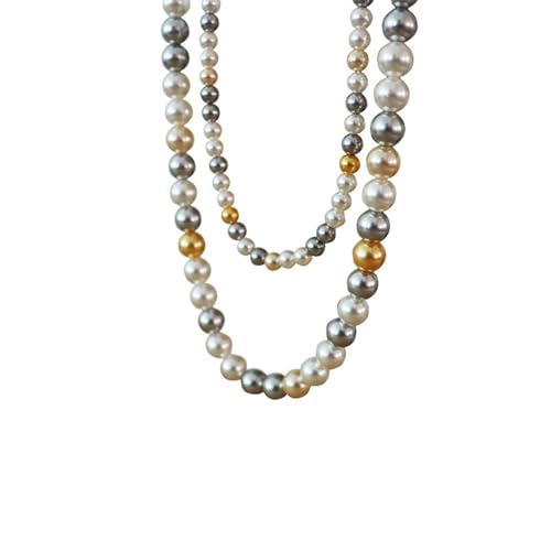 ZCVFROY 1 Plated Necklace for Women, Colorful 5/8MM Pearl Fashion Beaded Necklace 18/19 Inch Jewellery von ZCVFROY