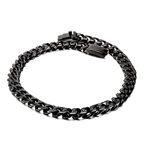 ZCVFROY 18-26 Inch Mens Chain 12MM, Stainless Steel 1/1/Black Hip Hop Chain Curb Chain Necklace von ZCVFROY