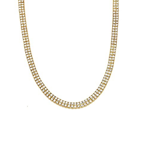 ZCVFROY 20-28 Inch Box Link Chain 8MM, 1 Plated Box Chain Fashion Necklace for Men Boys with White CubZirconia von ZCVFROY