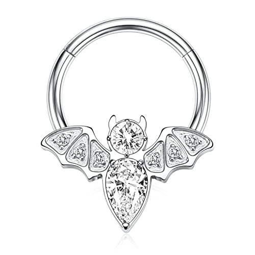 ZCVFROY 316L Surgical Steel Hinged Seamless Septum Clicker 16G 14G ilage Helix s Daith Tragus for Women Men von ZCVFROY