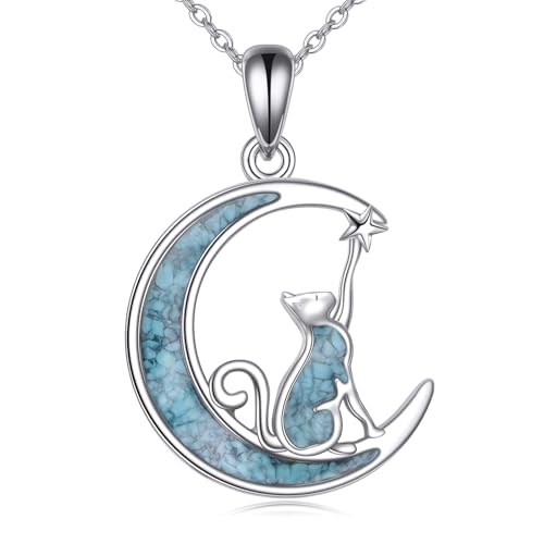 ZCVFROY Animals Necklace Owl/Fox/Cat Pendant Necklace Turquoise Moon Animals Jewellery s For Women von ZCVFROY