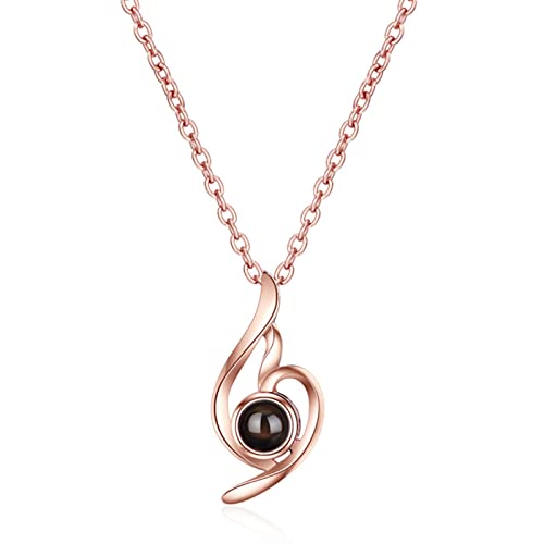 ZCVFROY Classic Heart Shaped Projection Necklaces One hundred languages I love You Present Necklaces For Women ZCVFROY Classic Heart Shaped Projection Necklaces One hundred languages I love You Present Necklaces For Women von ZCVFROY