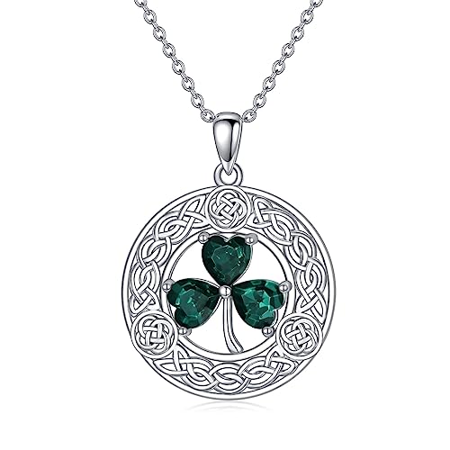 ZCVFROY Clover Necklace Celt Knot Shamrock Pendant Necklaces with Crystal Irish Lucky Jewellery St Patrks Day s for Women Girls von ZCVFROY