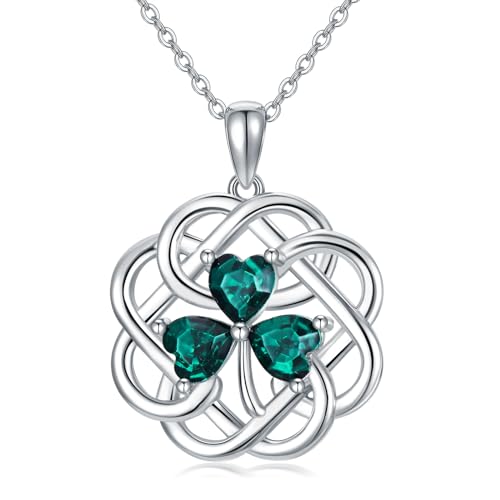 ZCVFROY Clover Necklace Celt Knot Shamrock Pendant Necklaces with Crystal Irish Lucky Jewellery St Patrks Day s for Women Girls von ZCVFROY