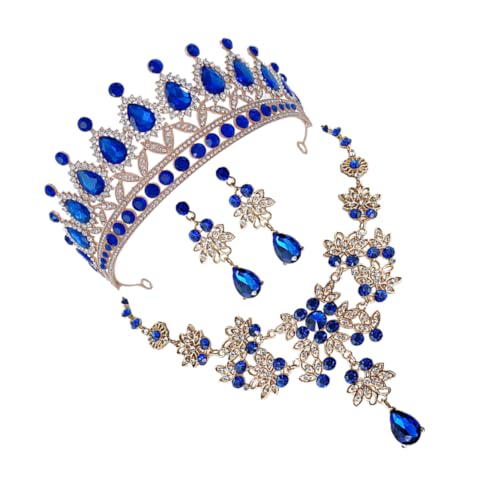 ZCVFROY Crown Bridal Statement Locket Halskette Tiarasband Ohrringe für Hochzeitskronen Perlenschmuck Perlen Grün grün von ZCVFROY